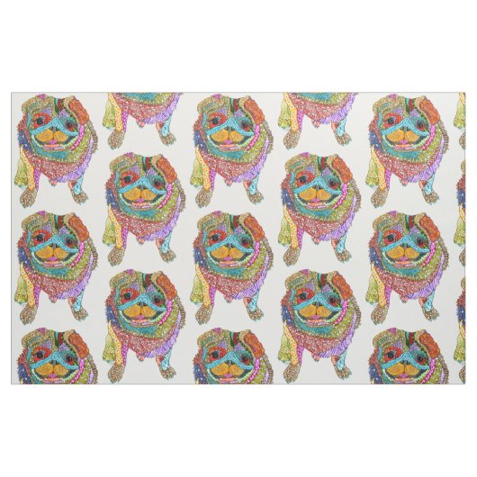 Niedlicher und farbiger Mops Stoff (Fat Quarter (45,7 x 55,9 cm))