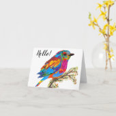 Niedlicher und farbiger Vogel auf der Grußkarte ei Karte (Gelbe Blume)