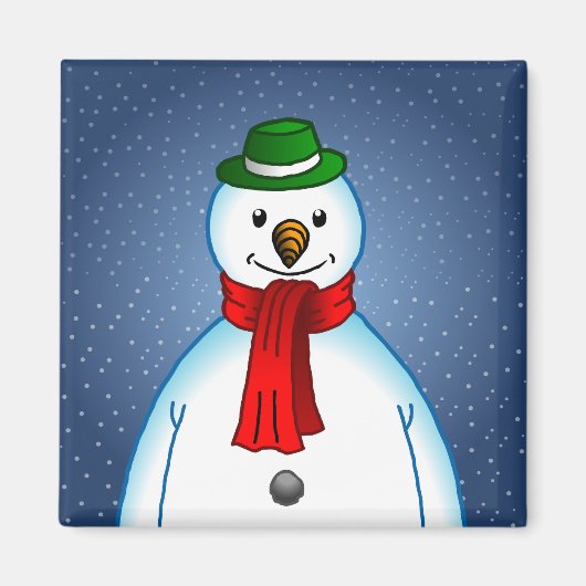 Niedlicher und fröhlicher Schneemann Magnet (Vorne)