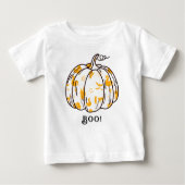Niedlicher und gespeckter Orange Jack-O’ Lantern Baby T-shirt (Vorderseite)