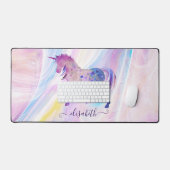 Niedlicher und Girl-Lila und rosa EinhornIndividue Schreibtischunterlage (Tastatur & Maus)