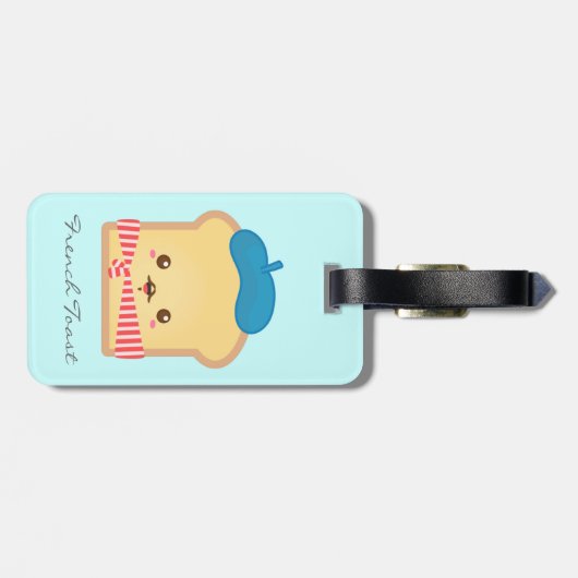 Niedlicher und glücklicher französischer Toast Gepäckanhänger (Rückseite horizontal)