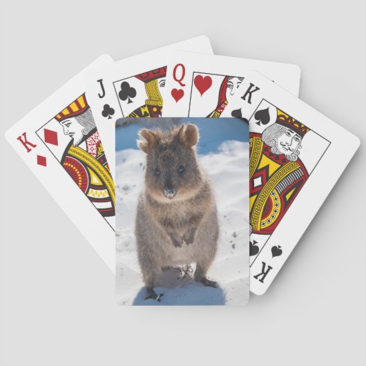 Niedlicher und glücklicher Quokka am Strand Austra Spielkarten (Rückseite)