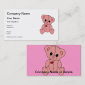 Niedlicher und glücklicher rosa Teddy-Bär Visitenkarte (Vorne/Hinten)