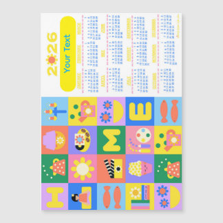 Niedlicher und glücklicher Zuhause-Kalender 2026 Magnetkarte