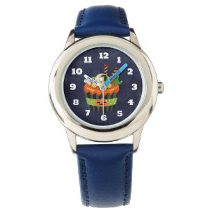 Niedlicher und grauenhafter Halloween Cupcake mit Armbanduhr