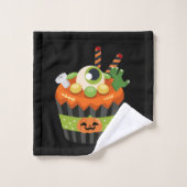 Niedlicher und grauenhafter Halloween Cupcake mit  Badhandtuch Set (Waschlappen)