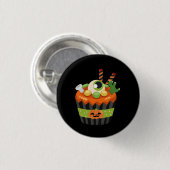 Niedlicher und grauenhafter Halloween Cupcake mit  Button (Vorne & Hinten)