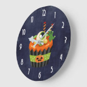 Niedlicher und grauenhafter Halloween Cupcake mit Große Wanduhr (Winkel)