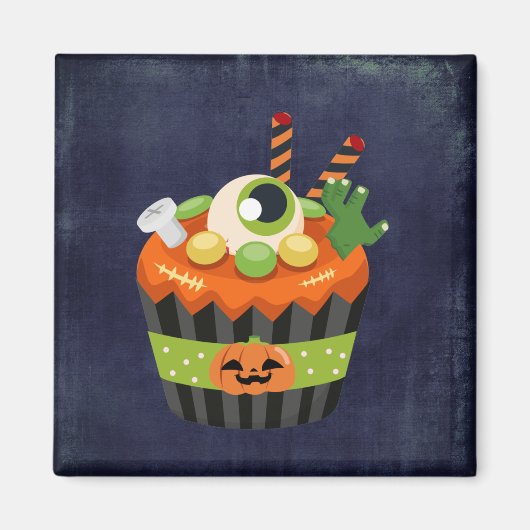 Niedlicher und grauenhafter Halloween Cupcake mit  Magnet (Vorne)