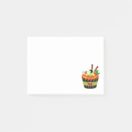 Niedlicher und grauenhafter Halloween Cupcake mit  Post-it Klebezettel