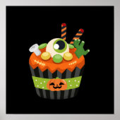 Niedlicher und grauenhafter Halloween Cupcake mit Poster (Vorne)