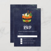 Niedlicher und grauenhafter Halloween Cupcake mit  RSVP Karte (Vorne/Hinten)