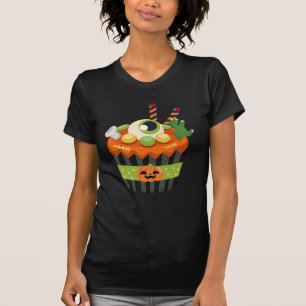 Niedlicher und grauenhafter Halloween Cupcake mit  T-Shirt
