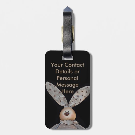 Niedlicher und kuscheliger Hase Gepäckanhänger (Rückseite vertikal)