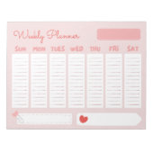 Niedlicher und Lässiger Pastellrosa Wochenplaner b Notizblock (Vorderseite)