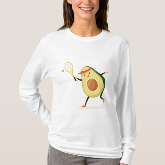 Niedlicher und lustiger Avocado beim Tennisspielen T-Shirt (Vorderseite)