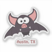 Niedlicher und lustiger Cartoon Austin Texas Bat Aufkleber (Vorderseite)