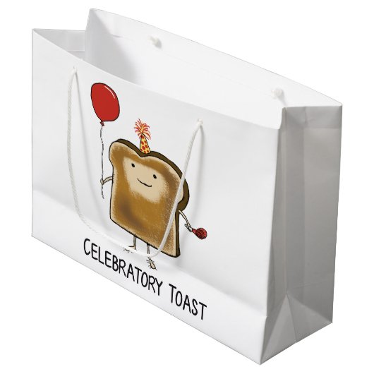 Niedlicher und lustiger Celebratory Toast Große Geschenktüte (Vorderseite Schrägansicht)