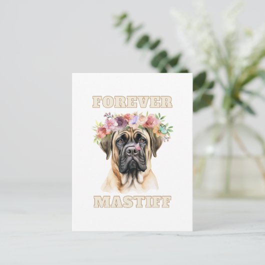 Niedlicher und lustiger englischer Mastiff Hund mi Postkarte (Stehend Vorderseite)
