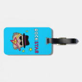 Niedlicher und lustiger Felsenstern mit rosa Gepäckanhänger (Rückseite horizontal)