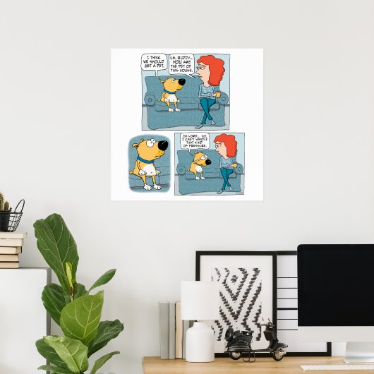 Niedlicher und lustiger gestresster Hund Poster (Heimbüro)