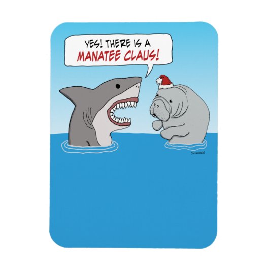 Niedlicher und lustiger Hai und Manatee Claus Magnet (Vertikal)