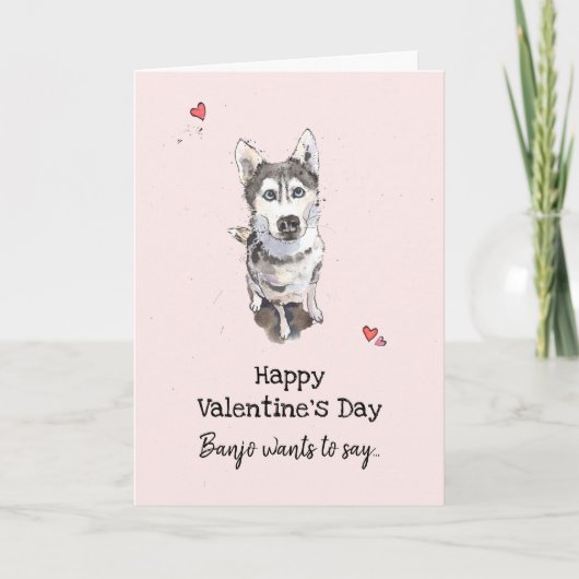 Niedlicher und lustiger Husky Hund Valentine's Day Karte (Vorderseite)