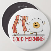 Niedlicher und lustiger Speck-und Ei-guter Morgen Button (Vorne & Hinten)