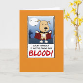 Niedlicher und lustiger Vampire Hund Halloween Karte (Gelbe Blume)