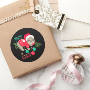 Niedlicher und lustiger Weihnachtsmann-Slow Ho Ho Runder Aufkleber
