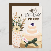 Niedlicher und minimalistischer Geburtstag Einladung (Vorne/Hinten)