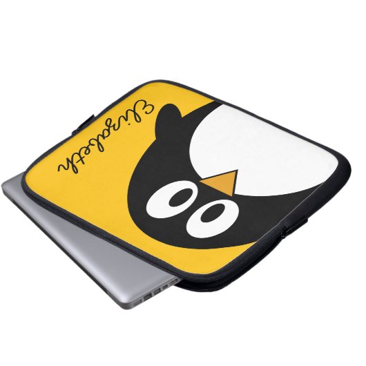 Niedlicher und moderner CartoonPenguin Laptopschutzhülle (Vorne Knopf)