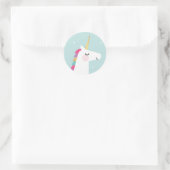 Niedlicher und moderner Regenbogen Einhorn Geburts Runder Aufkleber (Tasche)