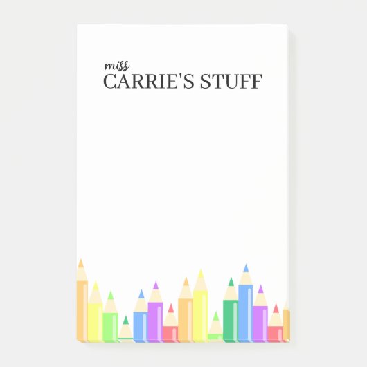 Niedlicher und Personalisierter Lehrer Post-it Klebezettel (Vorderseite)