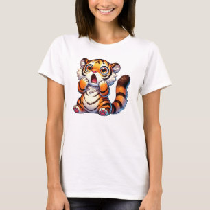 Niedlicher und schockierter kleiner Tiger T-Shirt