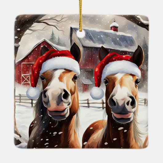 Niedlicher und sonniger Weihnachtsmann Keramikornament (Rückseite)