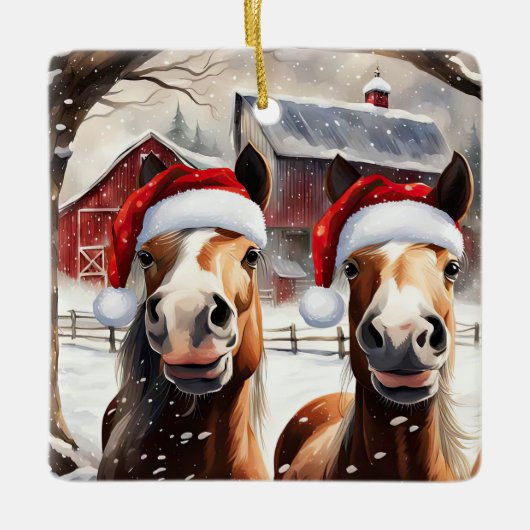 Niedlicher und sonniger Weihnachtsmann Keramikornament (Vorderseite)