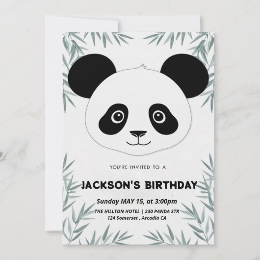 Niedlicher und spielerischer Panda-Geburtstag Einladung (Vorderseite)