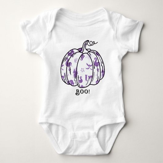 Niedlicher und Spooker Lila Jack-O’-Lantern Baby Strampler (Vorderseite)