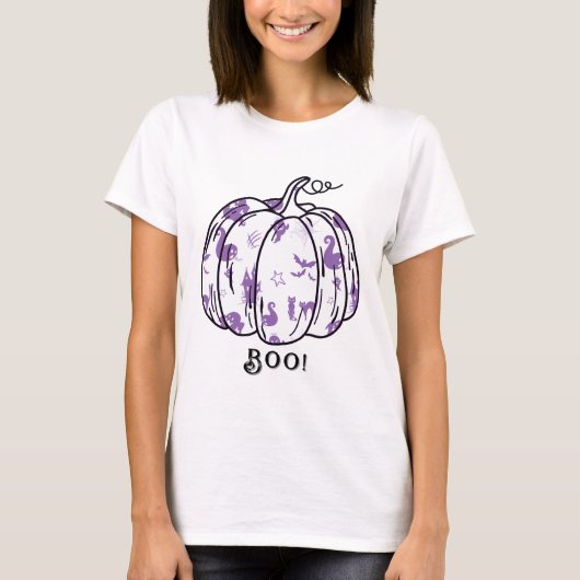Niedlicher und Spooker Lila Jack-O’-Lantern T-Shirt (Vorderseite)