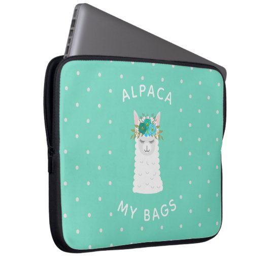 Niedlicher und Trendy Türkis des Alpaka-| Laptopschutzhülle (Vorne Rechts)
