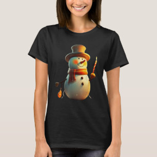 Niedlicher und verspielter Schneemann mit Zuckerst T-Shirt