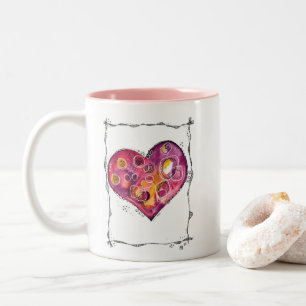 Niedlicher und weißlicher Herzdoodle Zweifarbige Tasse