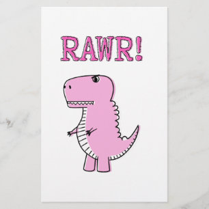 Niedlicher und wütend rosa Cartoon T-Rex Dinosauri