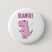 Niedlicher und wütend rosa Cartoon T-Rex Dinosauri Button (Vorderseite)