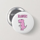 Niedlicher und wütend rosa Cartoon T-Rex Dinosauri Button (Vorne & Hinten)