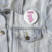 Niedlicher und wütend rosa Cartoon T-Rex Dinosauri Button (Beispiel)