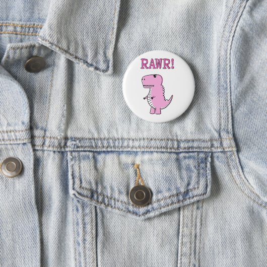 Niedlicher und wütend rosa Cartoon T-Rex Dinosauri Button (Beispiel)