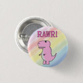 Niedlicher und wütend rosa Cartoon T-Rex Dinosauri Button (Vorne & Hinten)